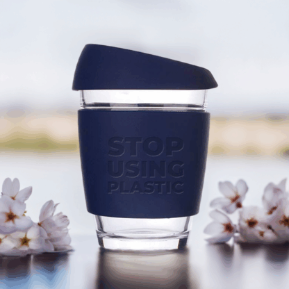 Reusable Coffee Cup - Glass - 12oz / 340ml - Blue