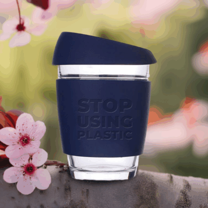 Reusable Coffee Cup - Glass - 12oz / 340ml - Blue - Image 2