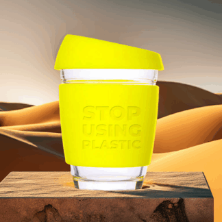 Reusable Coffee Cup - Glass - 12oz / 340ml - Neon Yellow