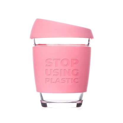 Reusable Coffee Cup - Glass - 12oz / 340ml - Pink - Image 3