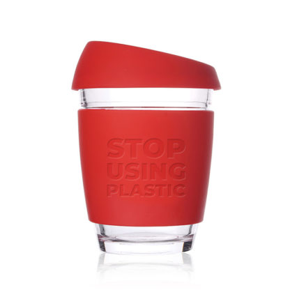 Reusable Coffee Cup - Glass - 12oz / 340ml - Red - Image 3